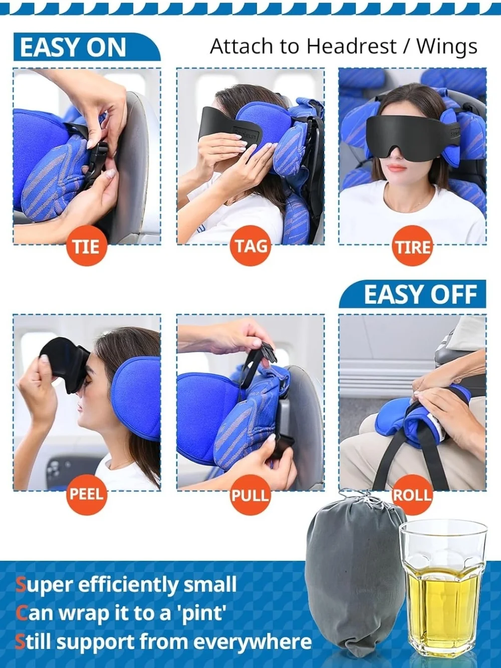 Black Travel Eye Mask with Head Support